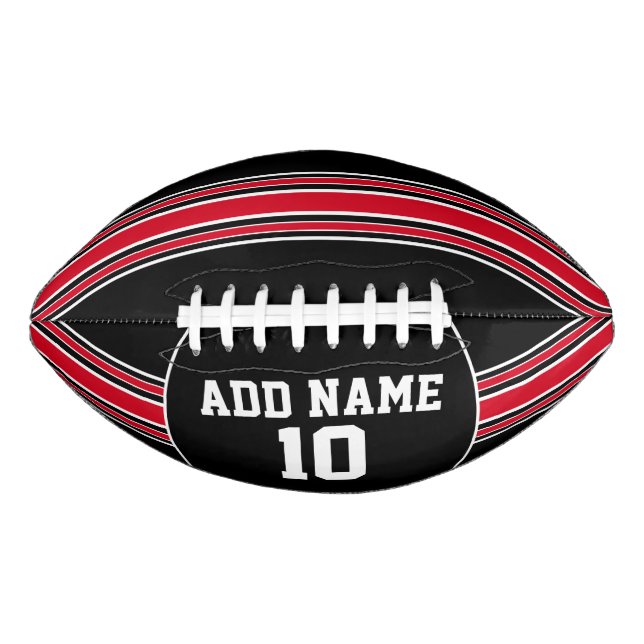 Black and Red Jersey Stripes with Custom Name American Football (Front)