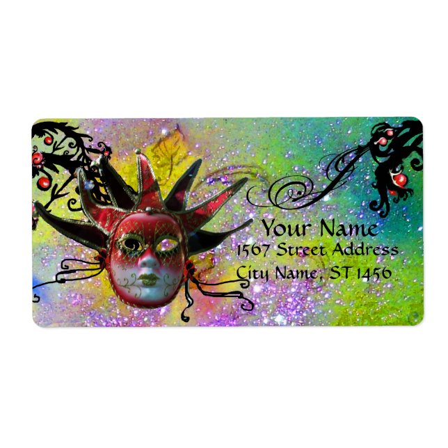 BLACK AND RED JESTER MASK ,Masquerade Party Purple (Front)