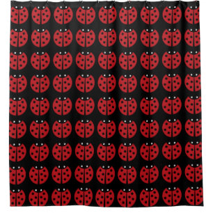 Black and Red Ladybug Shower Curtain
