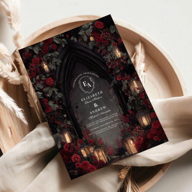 Black and Red Lantern Wedding Invitation (Creator Uploaded)