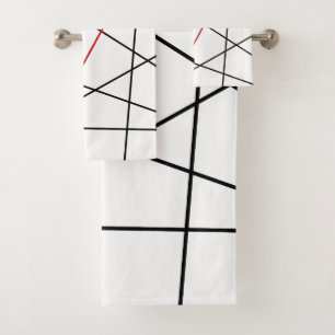 Black and red lines bath towel set