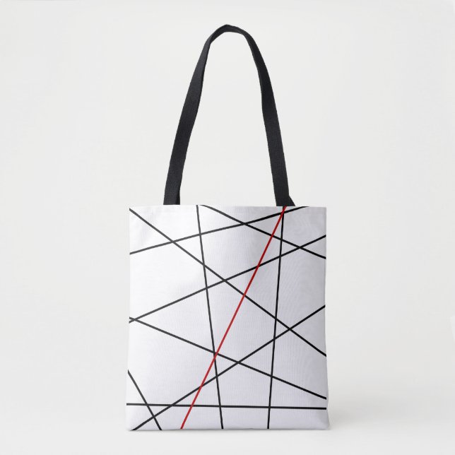 Black and red lines tote bag (Front)