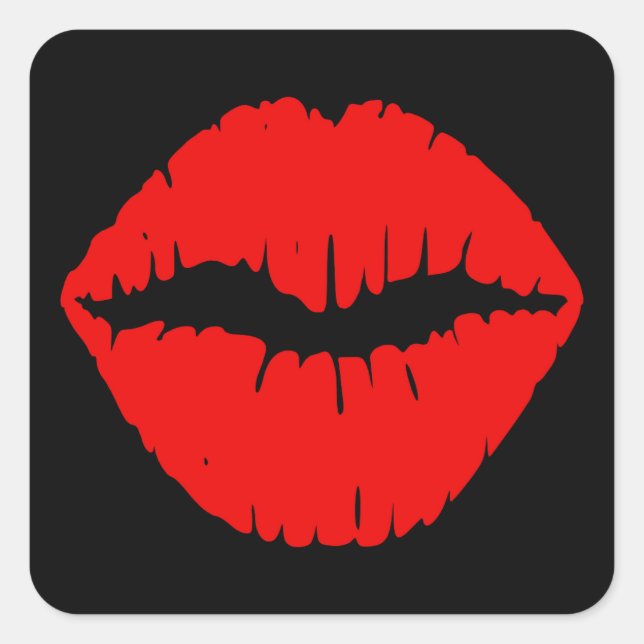 Black and Red Lipstick Square Sticker (Front)