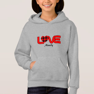 Black and Red Love Pullover Hooded Sweatshirt