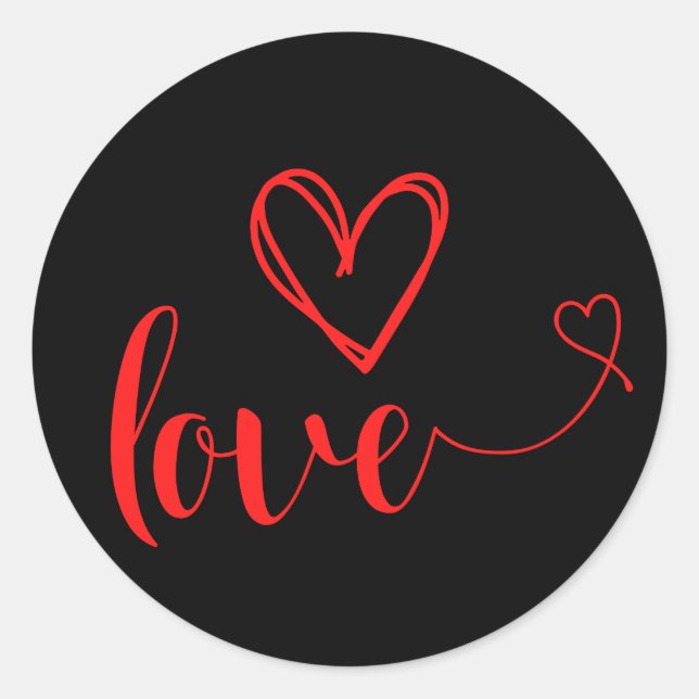 Black and Red Love Sticker with Heart (Front)