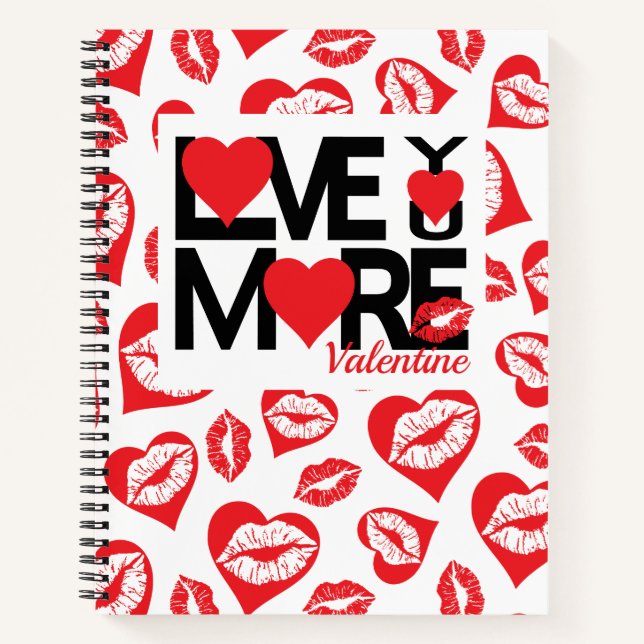 Black and Red Love You More Notebook (Front)