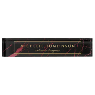 Black and Red Marble Designer Nameplate