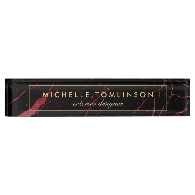 Black and Red Marble Designer Nameplate (Front)