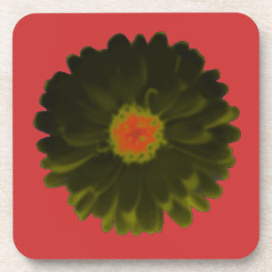 Black and Red Marigold Cork Coaster