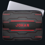 Black and red metallic geometric design laptop sleeve<br><div class="desc">Image of a black and red metallic geometric design. Modern masculine design.</div>