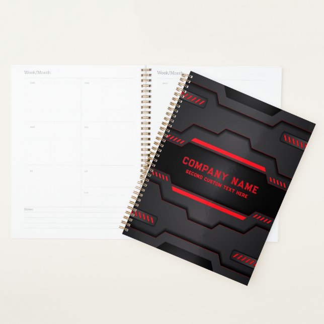 Black and red metallic geometric design planner (Display)