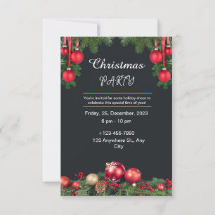 Black and Red Modern Christmas Party Invitation