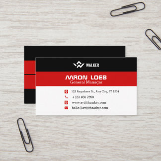 Black and Red Modern Personalised Business Card