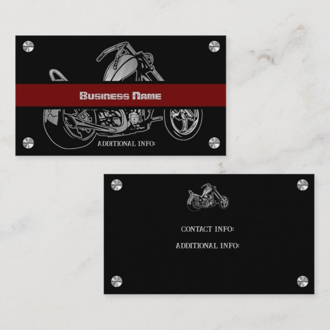 Black And Red Motorcycle Shop Business Card (Front/Back)