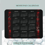 Black and Red Mouse Pad Calendar<br><div class="desc">Looking for an elegant,  modern  Mouse pad Calendar? Look no further. This beautiful Mouse Pad Calendar is a perfect elegant Pad with black and Red contrast,  a rose graphic,  and a customisable name field.  It would make a great gift for her.</div>