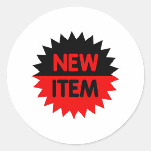 Black and Red New Item Classic Round Sticker