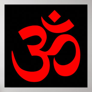 Black and Red Om Symbol Poster