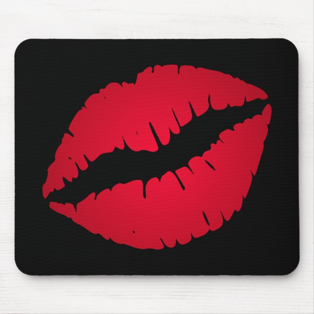 Black and Red Ombre Lipstick Kiss Mouse Mat (Front)