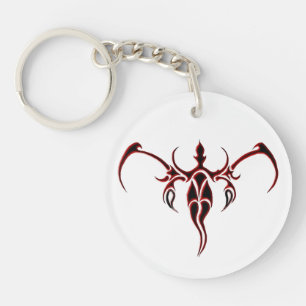 Black and Red Ornate Tribal Elephant Mandala Key Ring