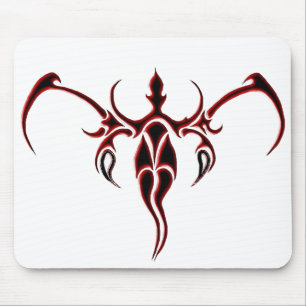 Black and Red Ornate Tribal Elephant Mandala Mouse Mat