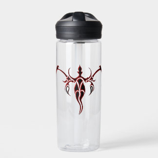 Black and Red Ornate Tribal Elephant Mandala Water Bottle