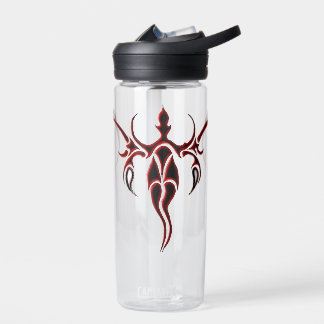 Black and Red Ornate Tribal Elephant Mandala Water Bottle