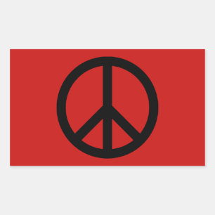 Black and Red Peace Symbol Rectangular Sticker
