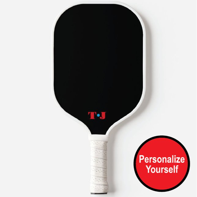 Black and Red Personalised Monogrammed Pickleball Paddle (Creator Uploaded)