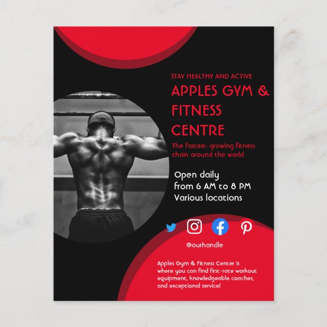black and red Photo gym personal trainer fit Flyer (Front)