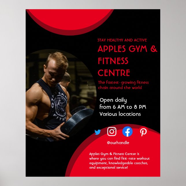 black and red Photo gym personal trainer fit Flyer Poster (Front)