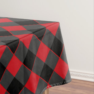 Black and Red Plaid Checked - Tablecloth