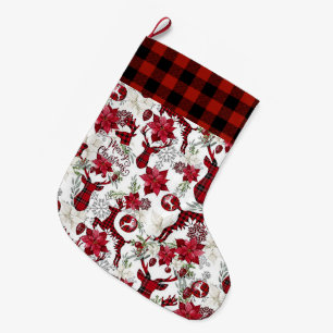 Black and red plaid Christmas Large Christmas Stocking
