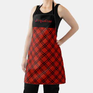 Black and Red Plaid Christmas Personalised Apron