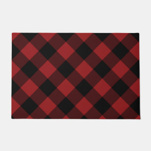 Black and Red Plaid Doormat