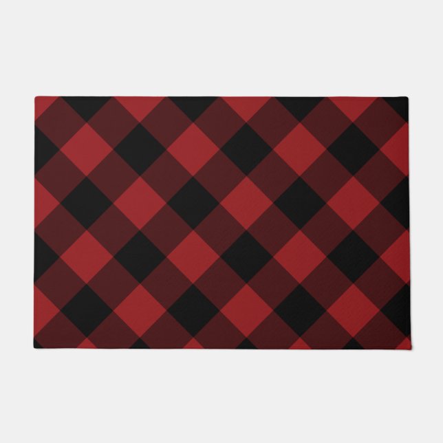 Black and Red Plaid Doormat (Front)