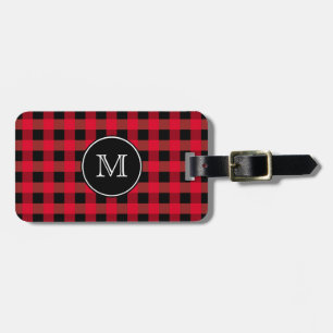 Black and red plaid  luggage tag
