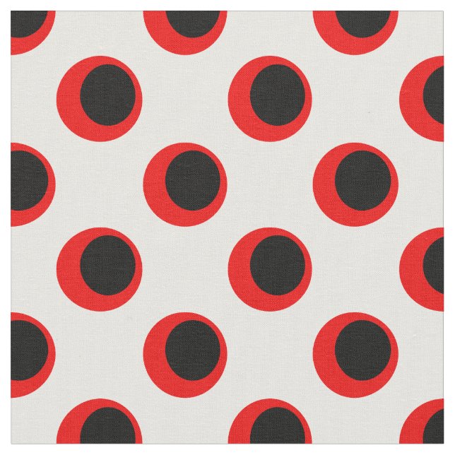 Black and Red Polka Dot Pattern Fabric (Close Up)