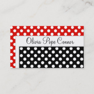 Black and Red Polka Dot Professional Business Card