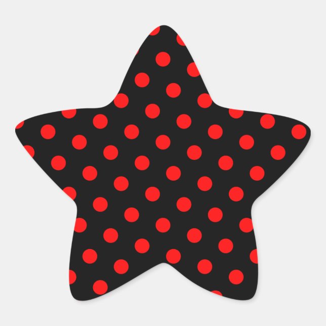 Black and Red Polka Dots Star Sticker (Front)