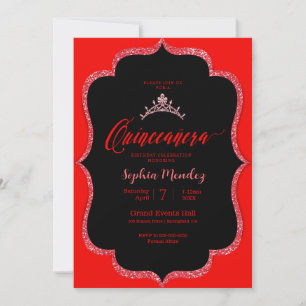 Black and red Quinceanera Invitation