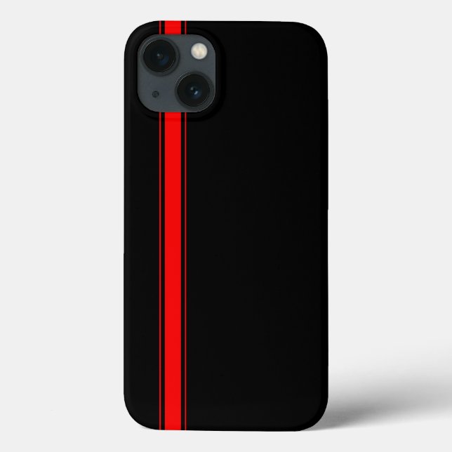 Black and Red Racing Stripe Case-Mate iPhone Case (Back)