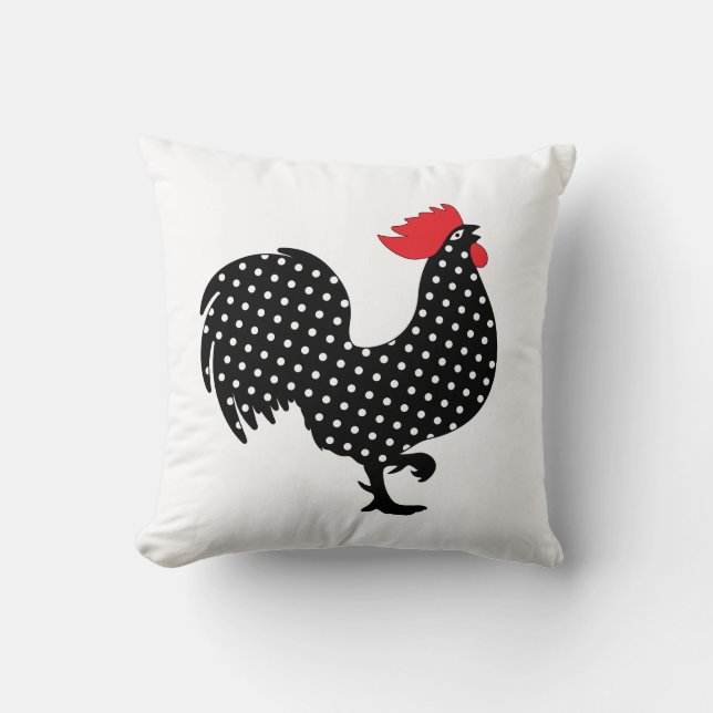 Black and Red Rooster Pillow (Front)