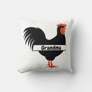 Black and Red Rooster Pillow for Grandma