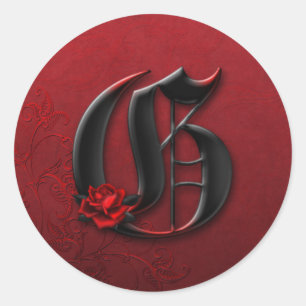 Black and Red Rose Monogram G Sticker