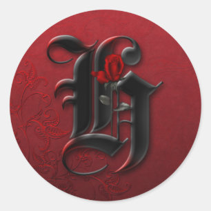 Black and Red Rose Monogram H Sticker