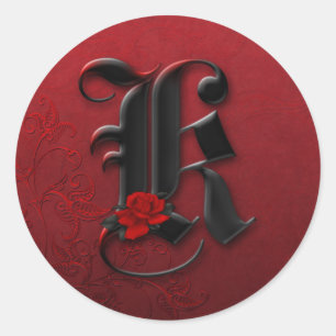 Black and Red Rose Monogram K Sticker
