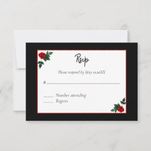 Black and Red Rose RSVP Card