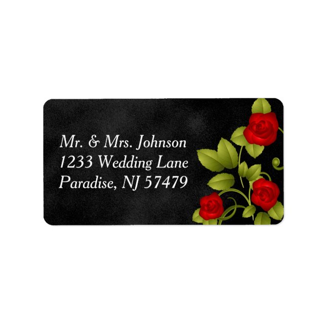 Black and Red Rose Wedding Label (Front)