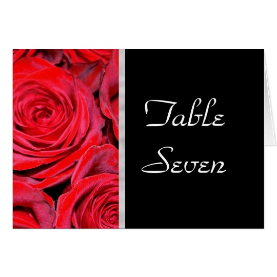 Black and Red Roses Table Number Card