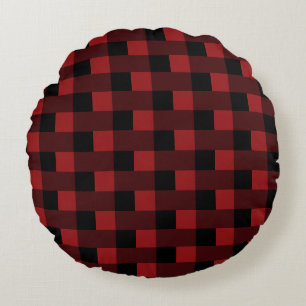 Black and Red Round Pillow